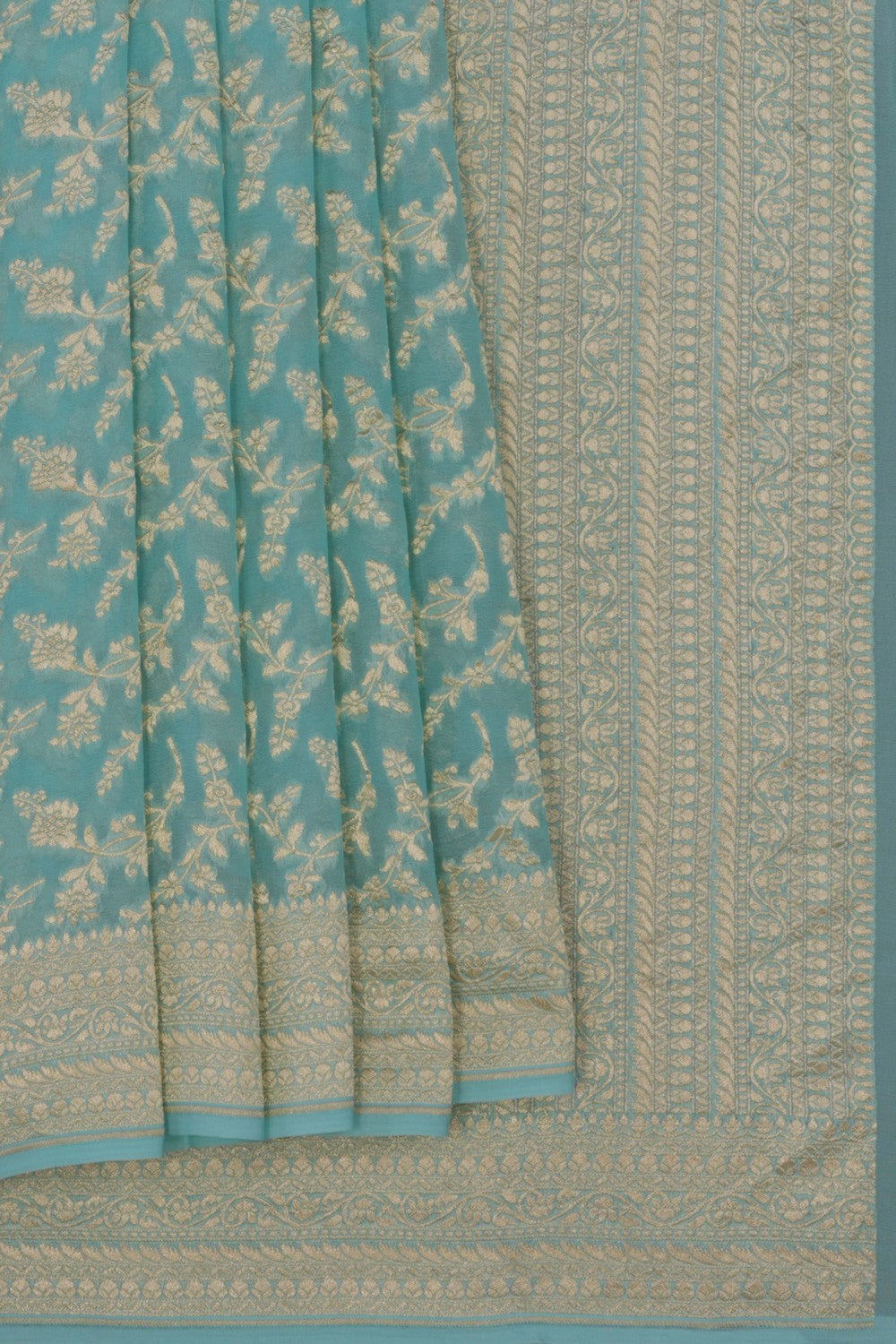 Image of Banarasi Chiffon Ice Blue Saree